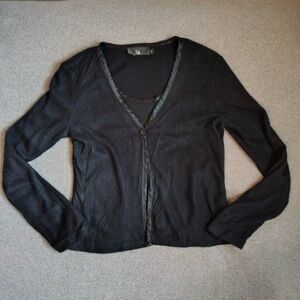 Y2K Iz California Black Top Women S USA Fitted Satin Vneck Long Sleeve Goth